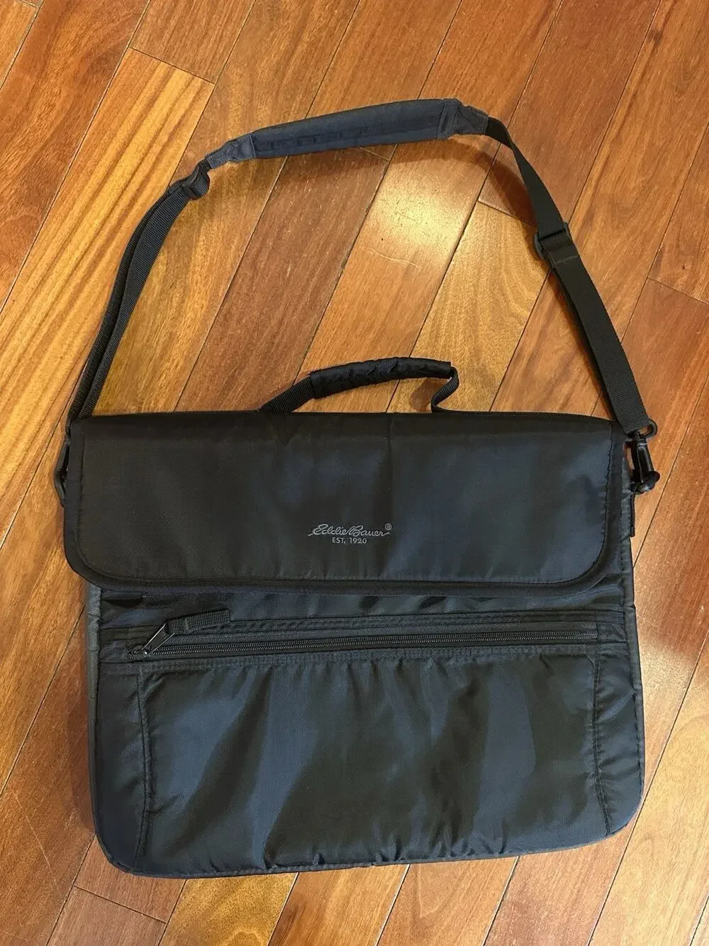 Eddie Bauer Messenger Bag Black Laptop Computer Briefcase Padded Travel Work